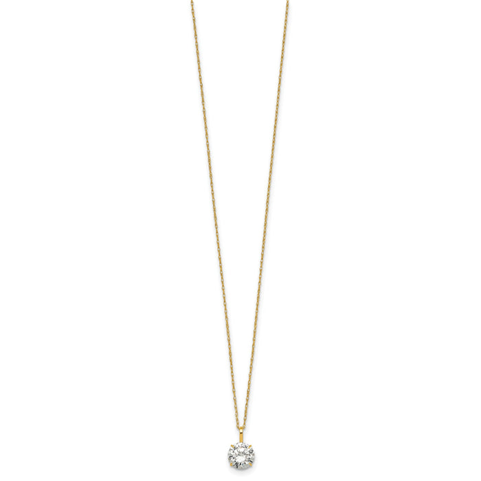 14k Polished 7mm CZ Solitaire 18in Necklace-SF3298-18