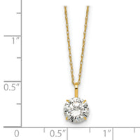 14k Polished 7mm CZ Solitaire 18in Necklace-SF3298-18