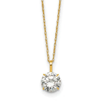 14k Polished 7mm CZ Solitaire 18in Necklace-SF3298-18