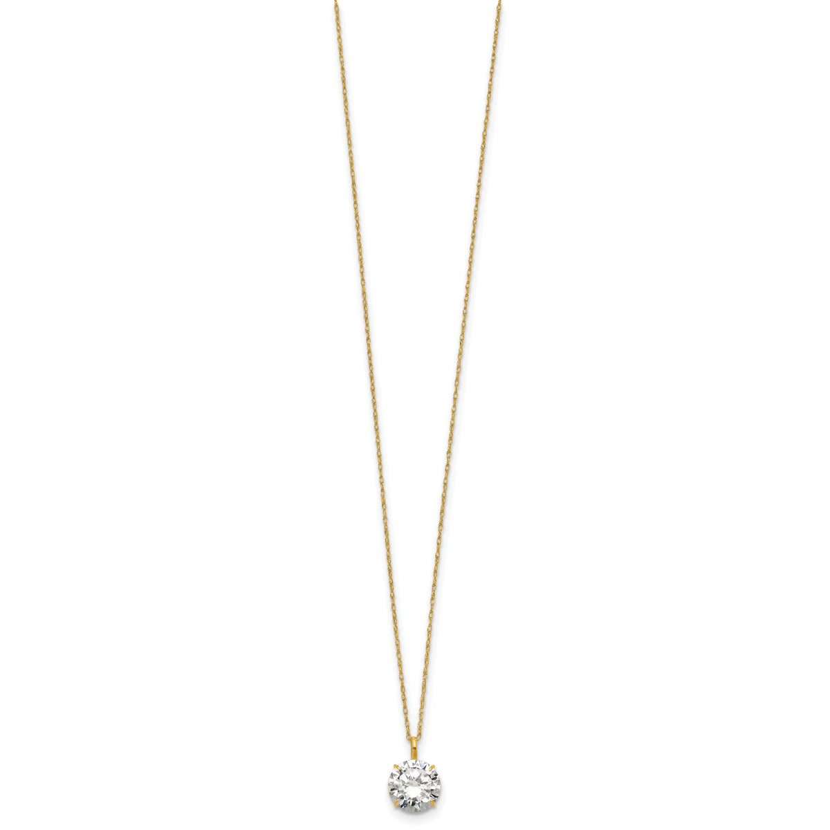 14k Polished 8mm CZ Solitaire 18in Necklace-SF3299-18