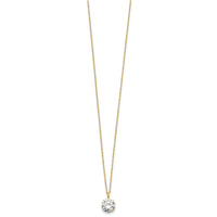 14k Polished 8mm CZ Solitaire 18in Necklace-SF3299-18