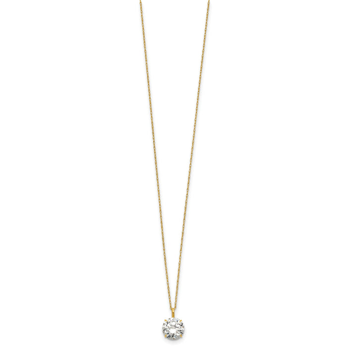 14k Polished 8mm CZ Solitaire 18in Necklace-SF3299-18