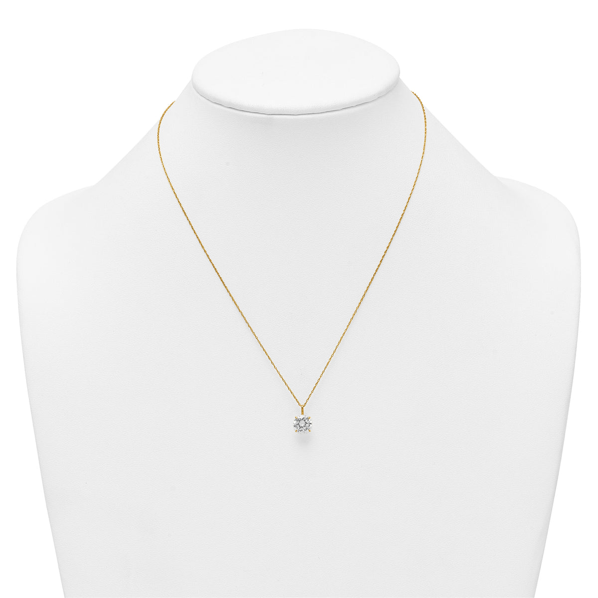 14k Polished 8mm CZ Solitaire 18in Necklace-SF3299-18