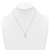 14k Polished 8mm CZ Solitaire 18in Necklace-SF3299-18