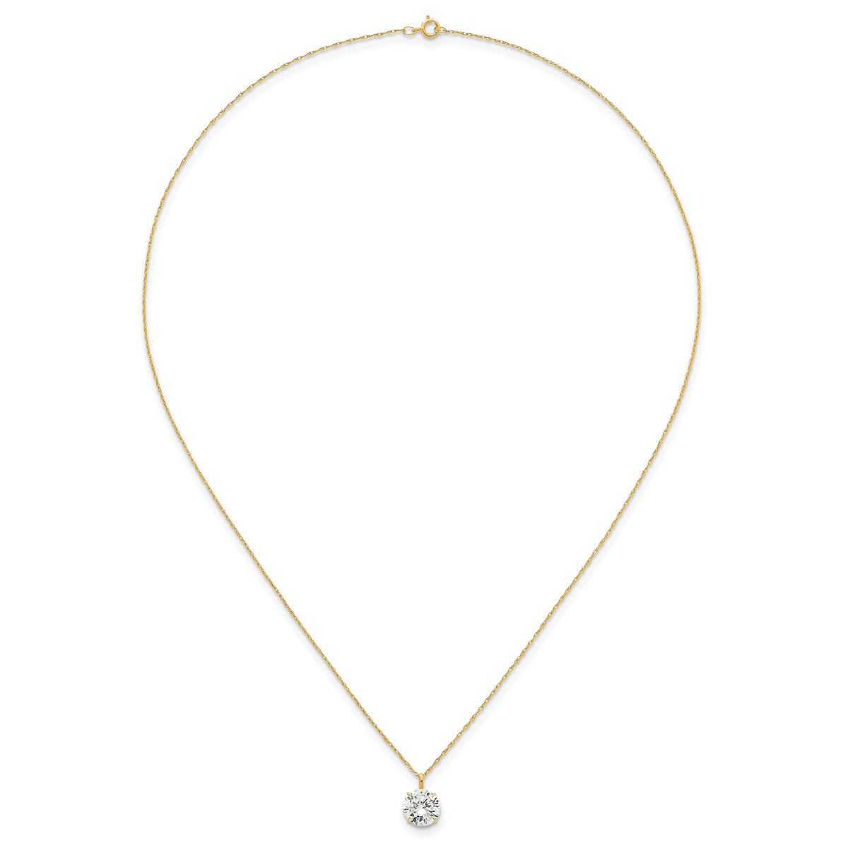14k Polished 8mm CZ Solitaire 18in Necklace-SF3299-18