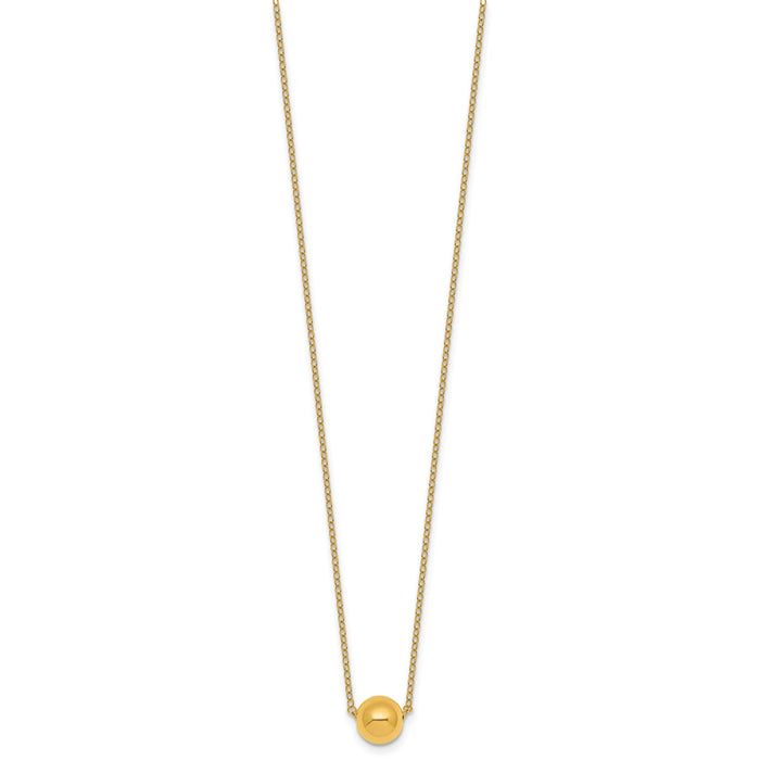 14k Polished Ball Bead 16in With 2in Ext Necklace-SF3300-16