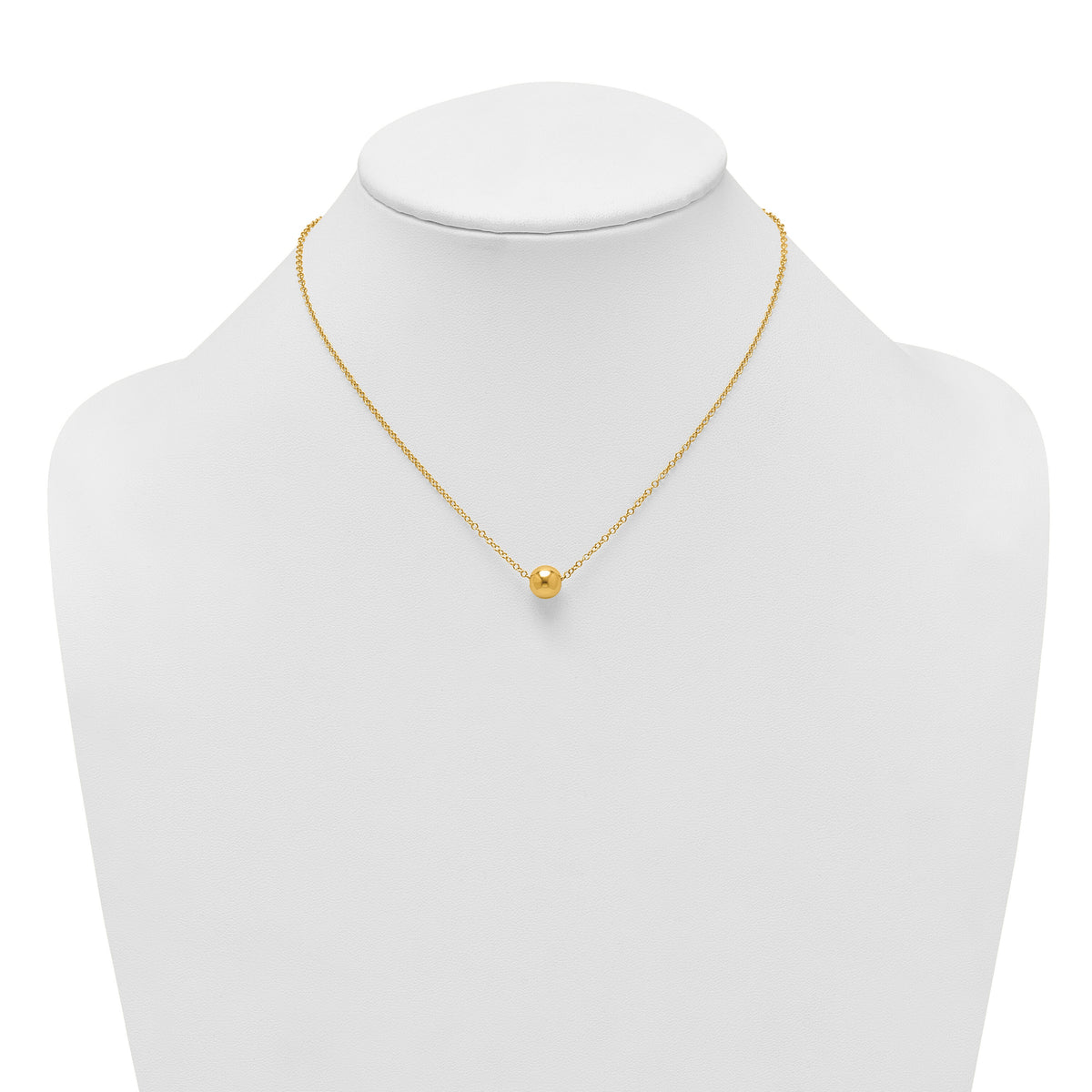 14k Polished Ball Bead 16in With 2in Ext Necklace-SF3300-16