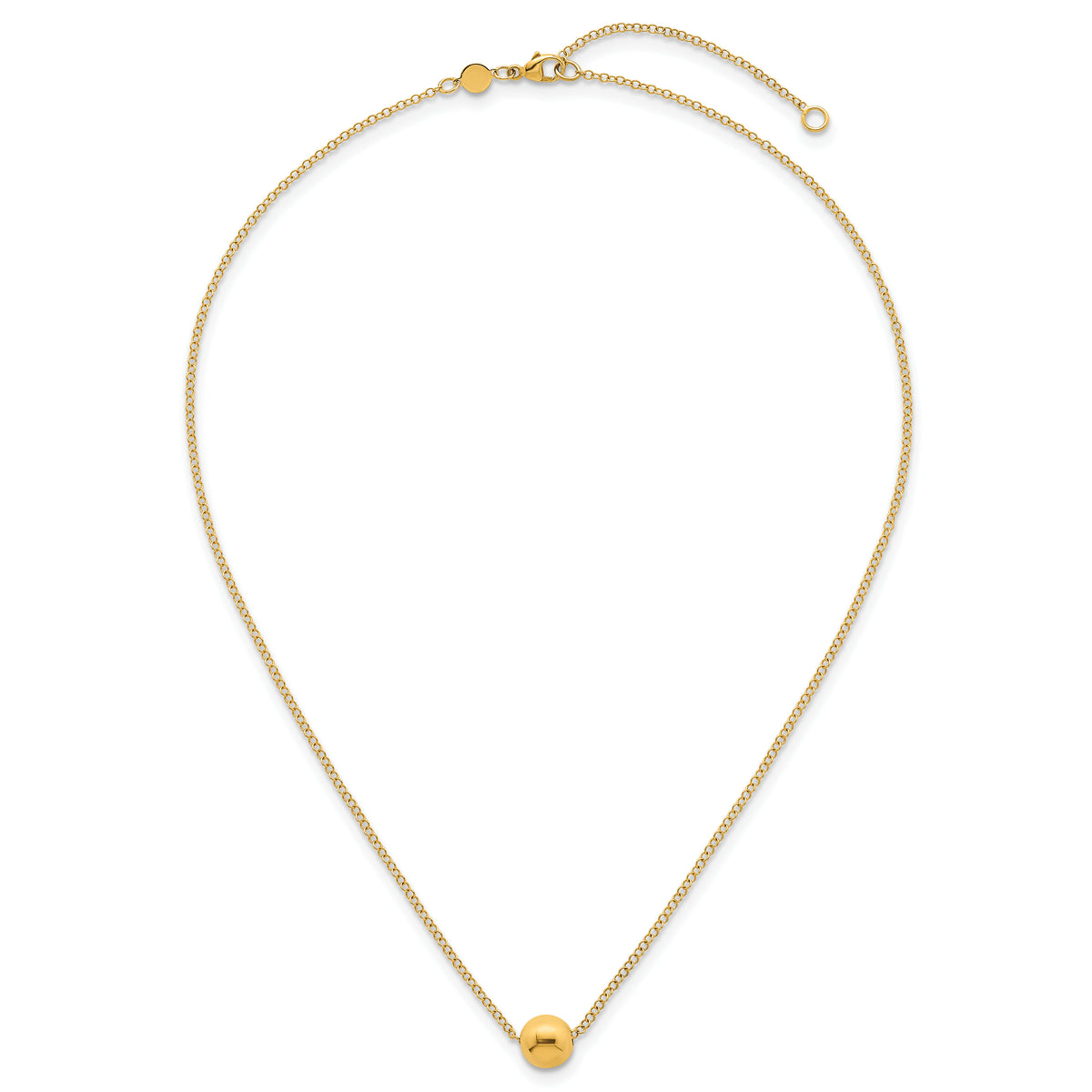 14k Polished Ball Bead 16in With 2in Ext Necklace-SF3300-16