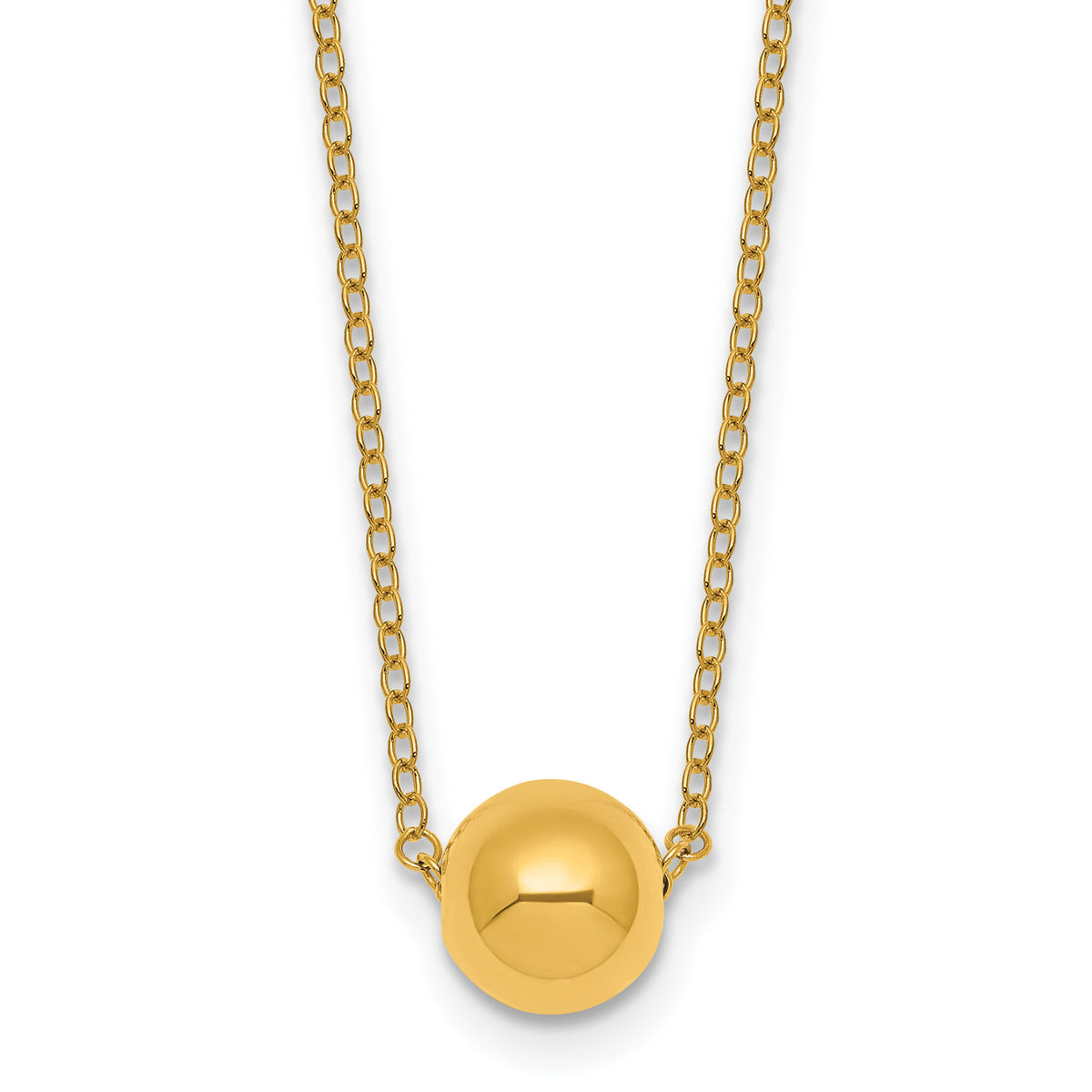 14k Polished Ball Bead 16in With 2in Ext Necklace-SF3300-16
