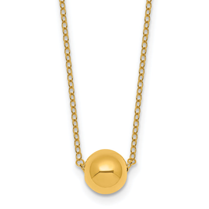 14k Polished Ball Bead 16in With 2in Ext Necklace-SF3300-16