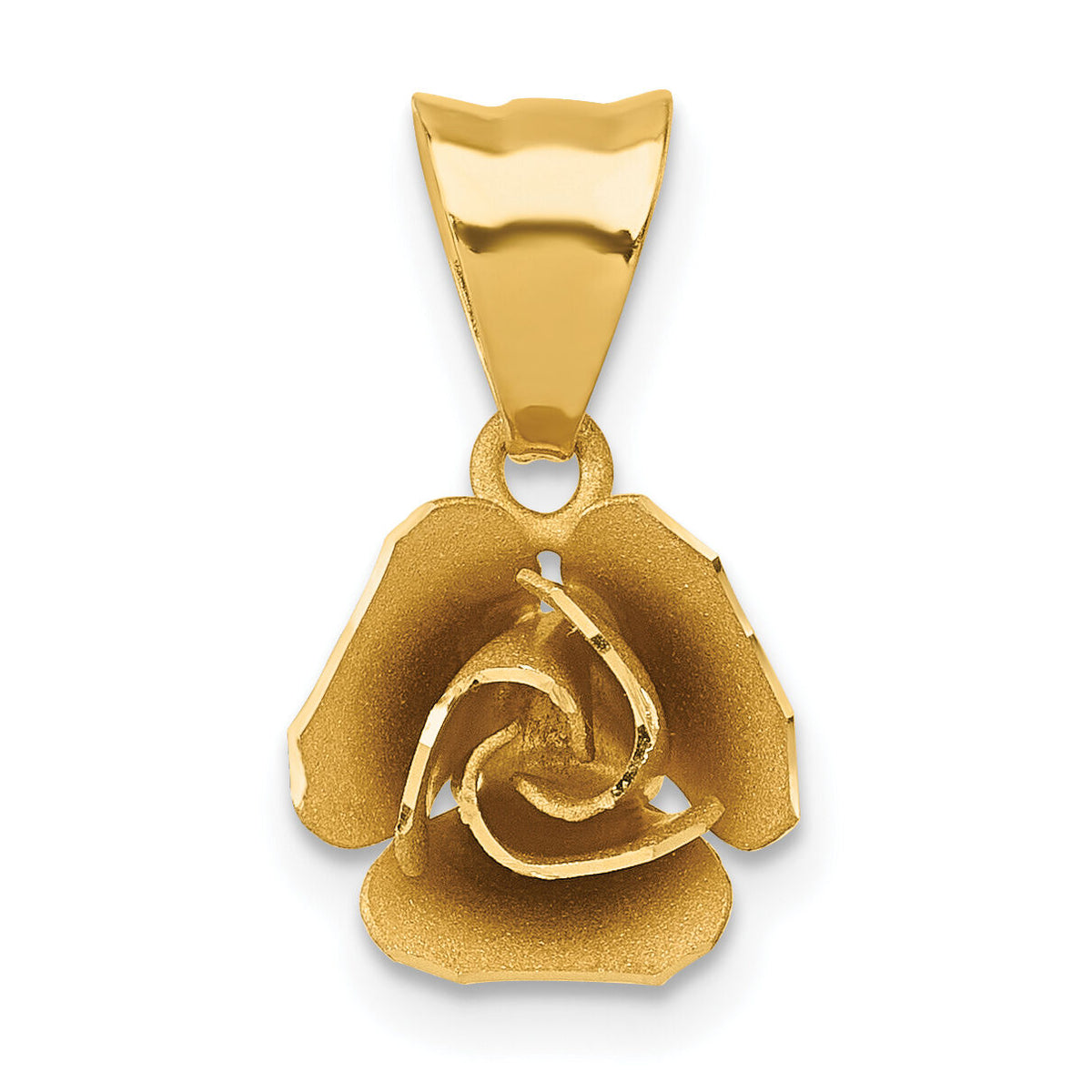 14k Brushed Rose Flower Pendant-SF3303