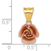 14k w/ Rose Plating Brushed Rose Flower Pendant-SF3303R