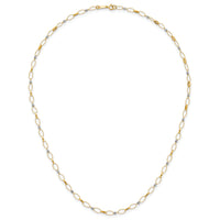 14k Two-tone Polished and Diamond-cut Fancy Open Link 18in Necklace-SF3304-18