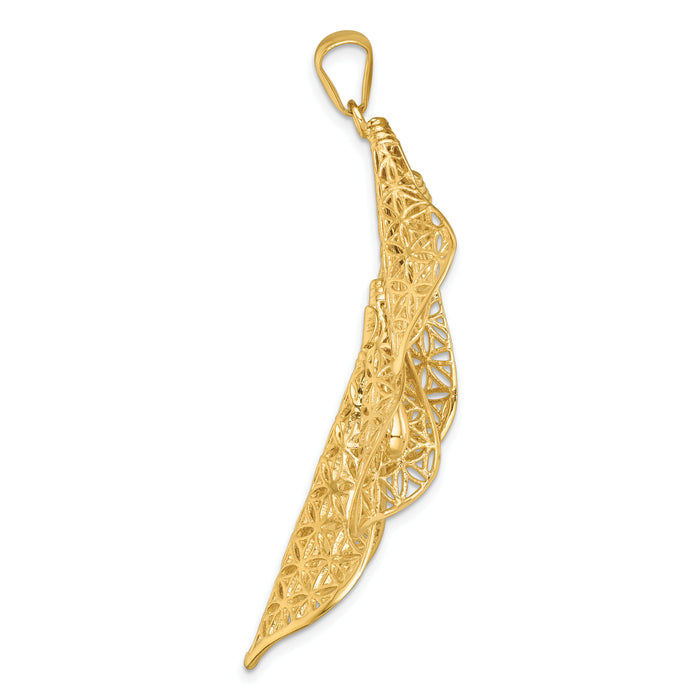 14k Polished Calla Lilly Flower Pendant-SF3305