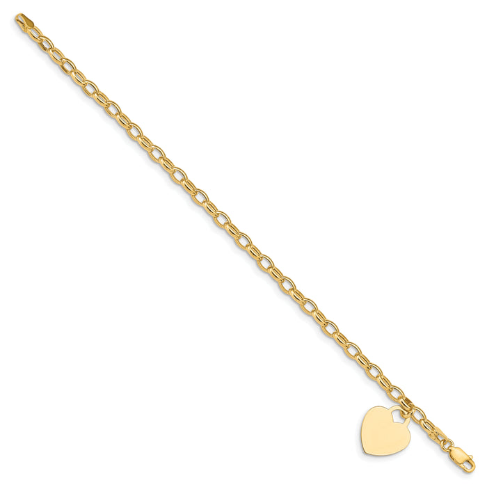 14k Heart Charm Bracelet-SF372-7.5
