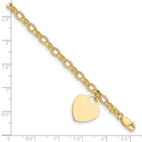 14k Heart Charm Bracelet-SF372-7.5