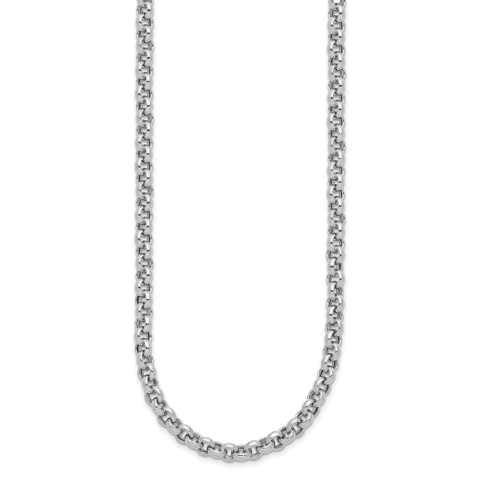 14k White Gold 18in 5mm Polished Fancy Rolo Link Necklace-SF417W-18