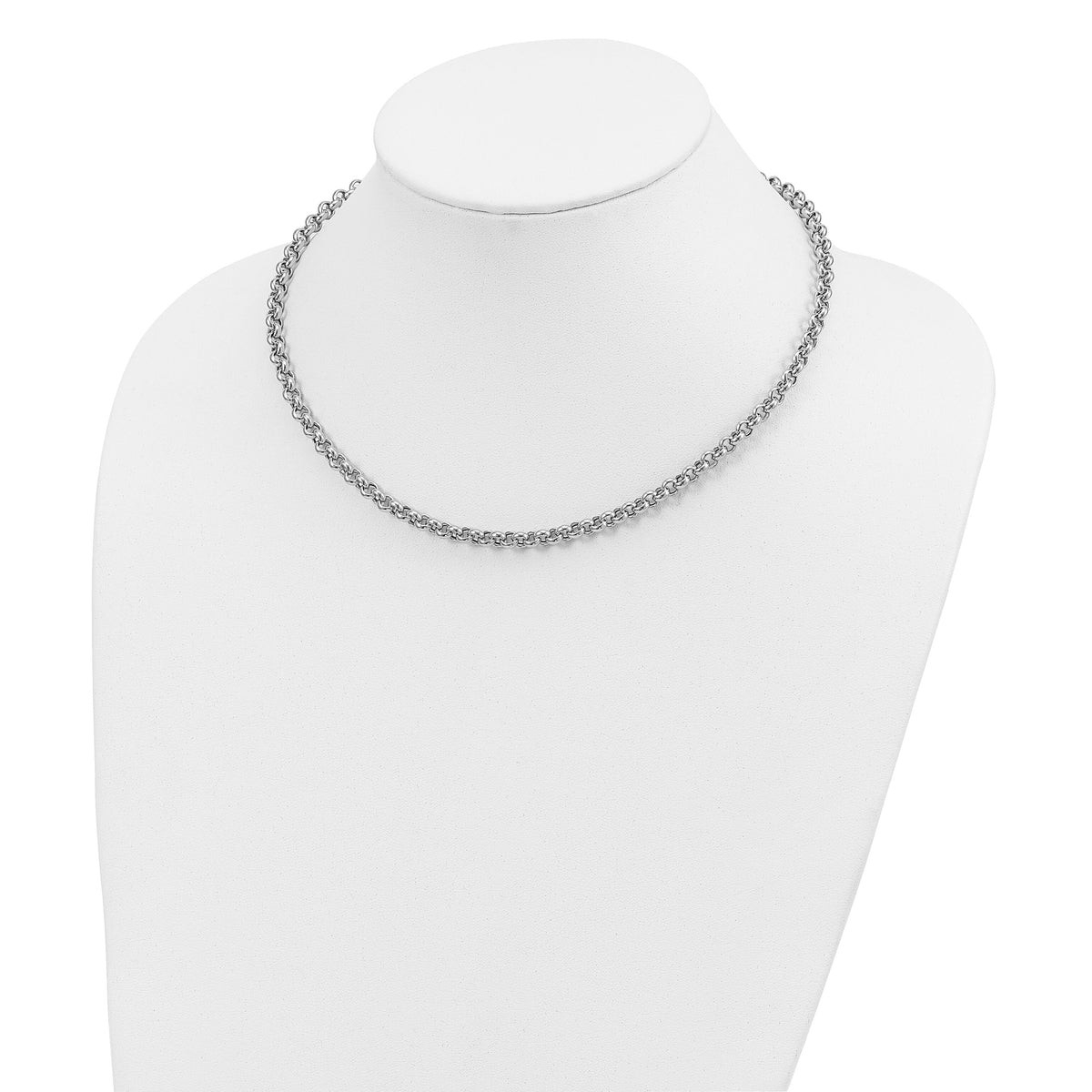 14k White Gold 18in 5mm Polished Fancy Rolo Link Necklace-SF417W-18