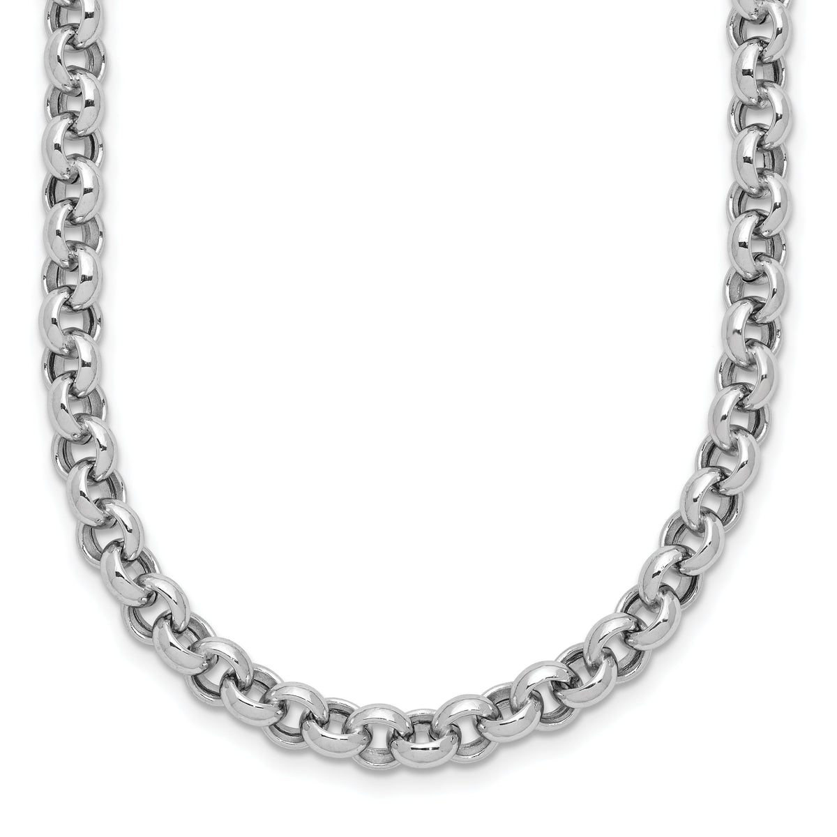14k White Gold 18in 5mm Polished Fancy Rolo Link Necklace-SF417W-18