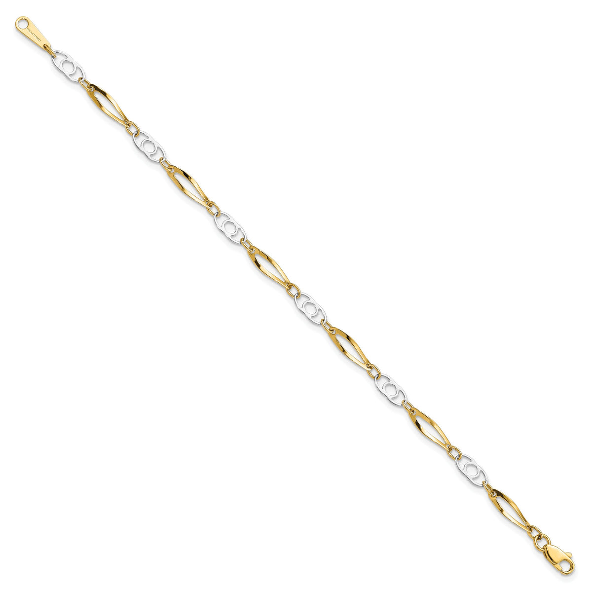 14k Two-Tone 7in Polished Fancy Link Bracelet-SF552-7