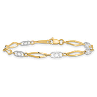 14k Two-Tone 7in Polished Fancy Link Bracelet-SF552-7