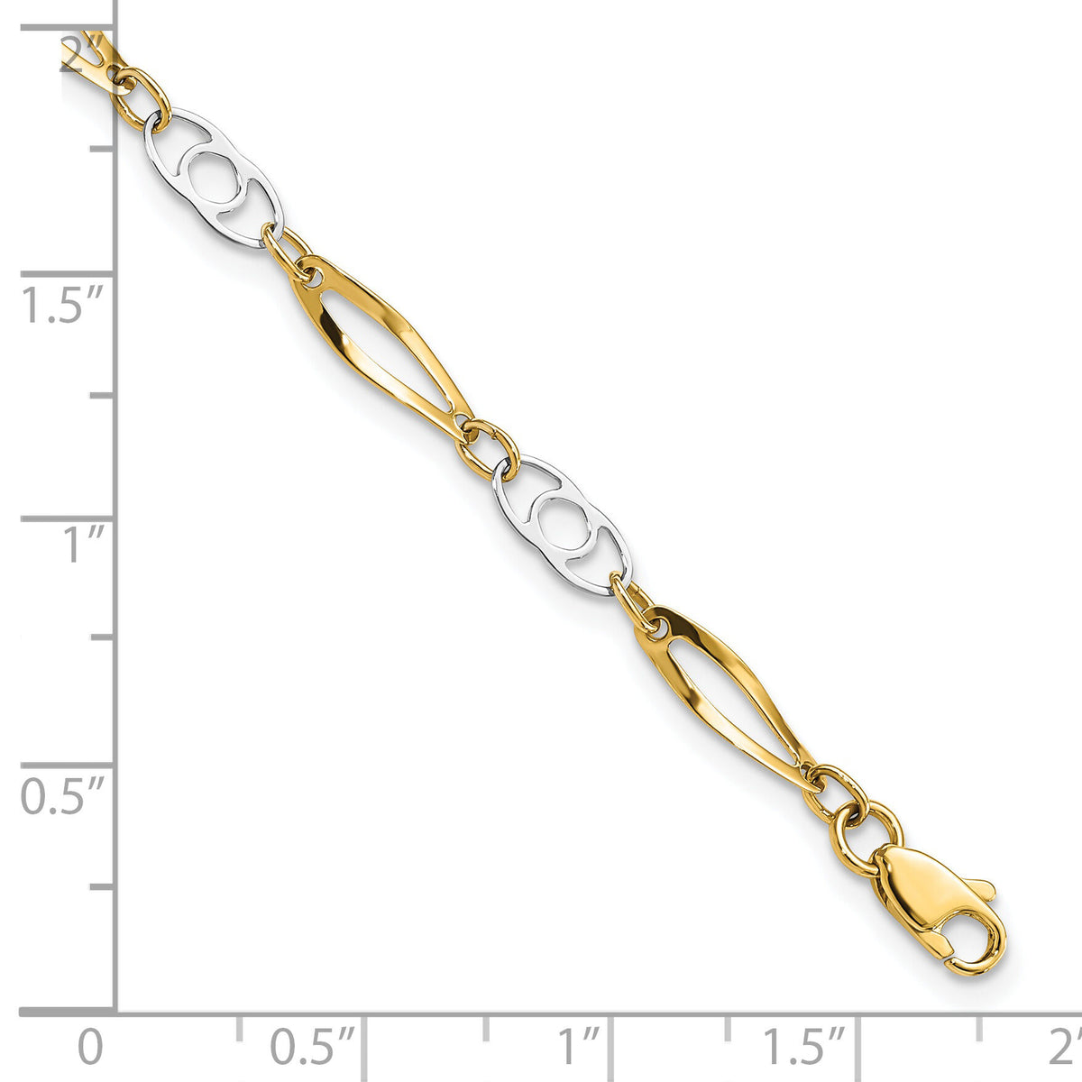 14k Two-Tone 7in Polished Fancy Link Bracelet-SF552-7