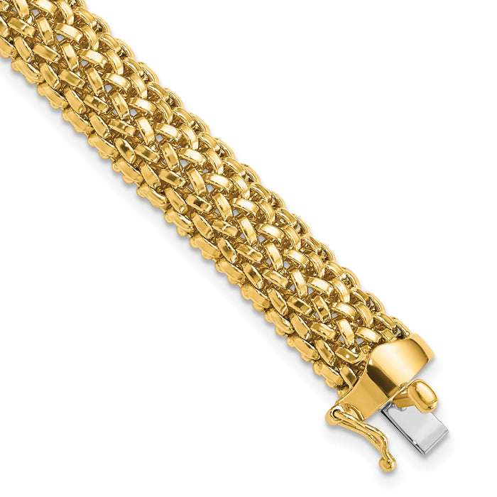 14k 7.25in 9.25mm Polished Mesh Bracelet-SF596-7.25