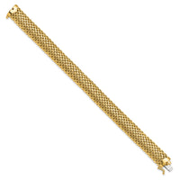 14k 7.25in 12.5mm Polished Mesh Bracelet-SF597-7.25