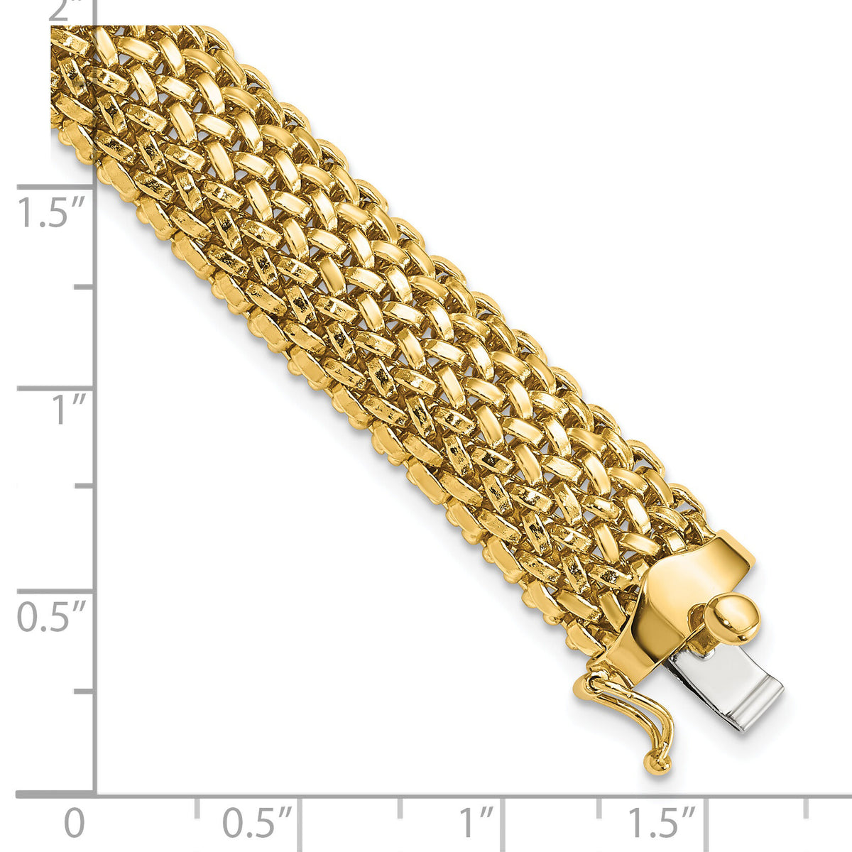 14k 7.25in 12.5mm Polished Mesh Bracelet-SF597-7.25