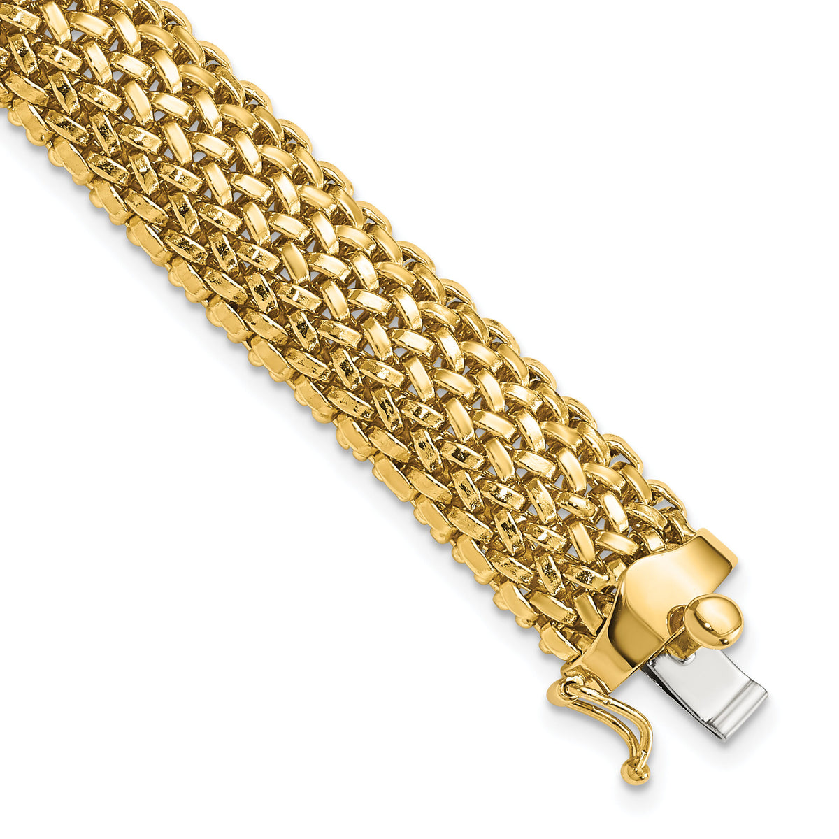 14k 7.25in 12.5mm Polished Mesh Bracelet-SF597-7.25