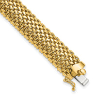 14k 7.25in 12.5mm Polished Mesh Bracelet-SF597-7.25