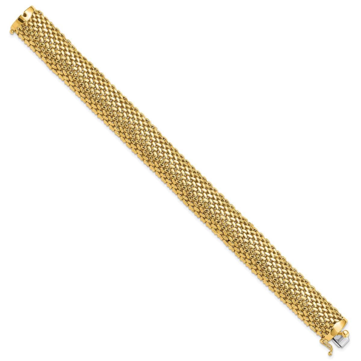 14k 7.25in 13.75mm Polished Mesh Bracelet-SF598-7.25
