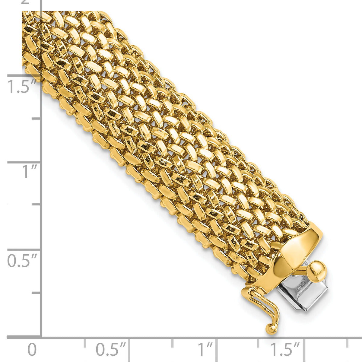 14k 7.25in 13.75mm Polished Mesh Bracelet-SF598-7.25