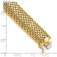 14k 7.25in 13.75mm Polished Mesh Bracelet-SF598-7.25