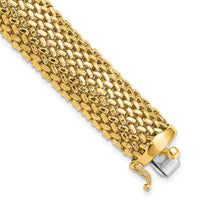14k 7.25in 13.75mm Polished Mesh Bracelet-SF598-7.25