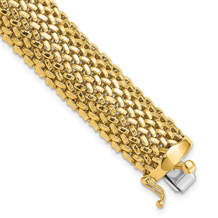 14k 7.25in 13.75mm Polished Mesh Bracelet-SF598-7.25