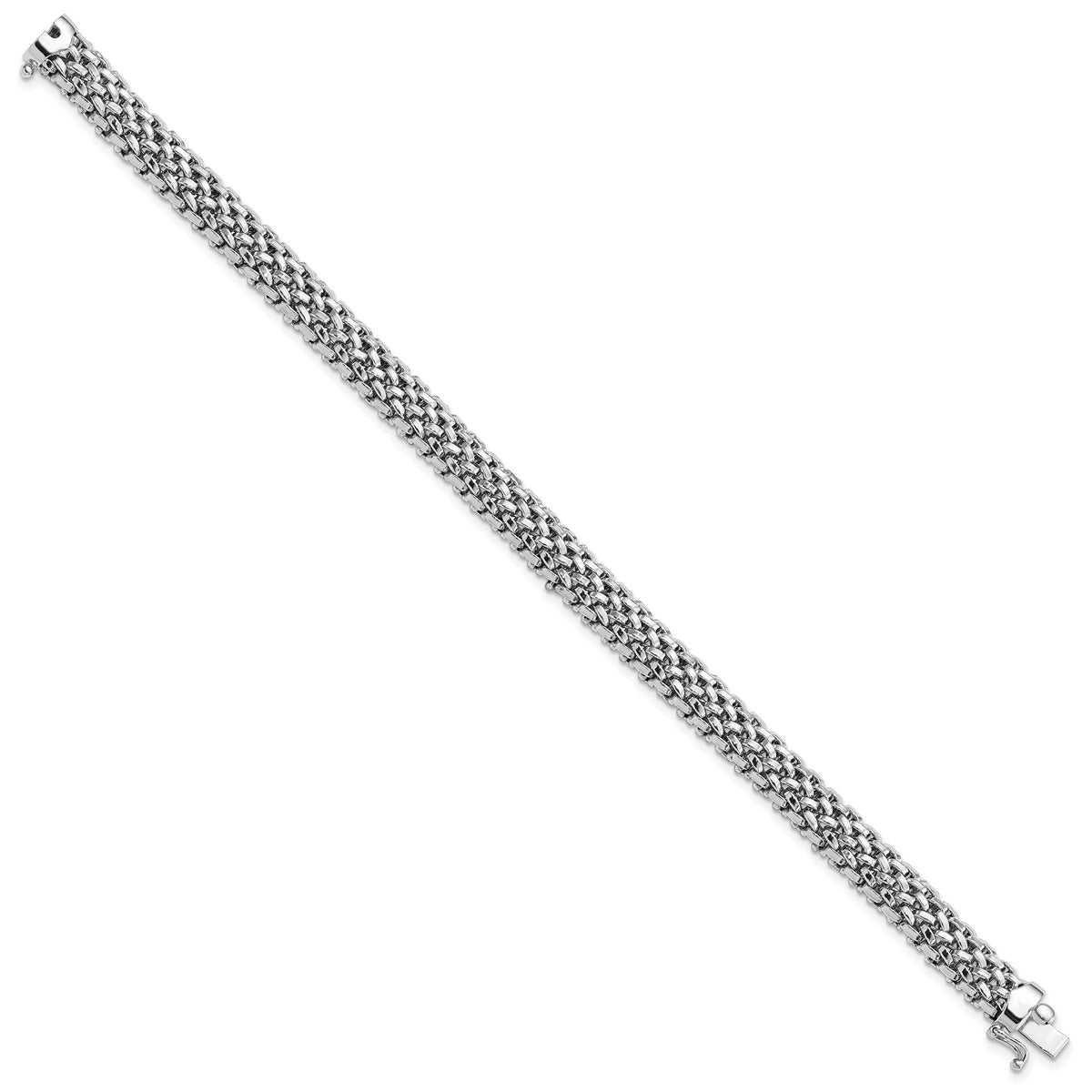 14k White Gold 7.25in 7mm Polished Mesh Bracelet-SF601-7.25