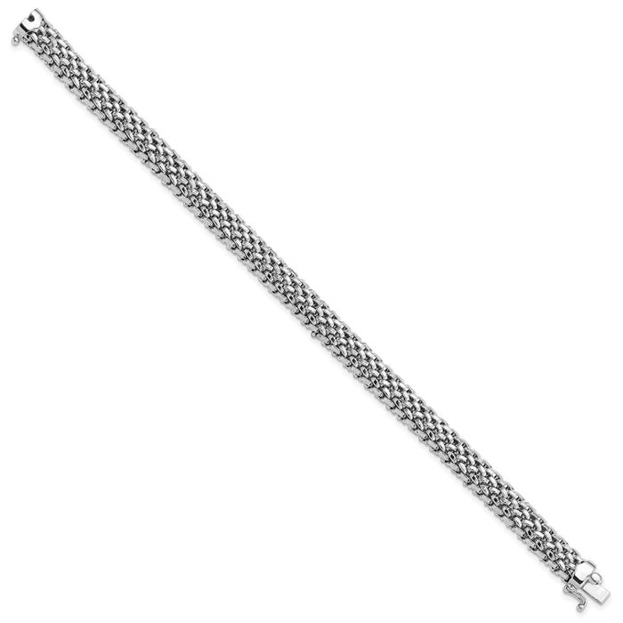 14k White Gold 7.25in 7mm Polished Mesh Bracelet-SF601-7.25