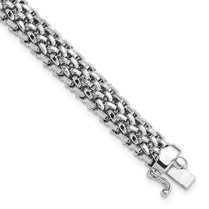14k White Gold 7.25in 7mm Polished Mesh Bracelet-SF601-7.25