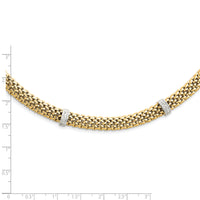 14k Two-Tone 17in .05ct Completed Polished Diamond & Mesh Necklace-SF607-17