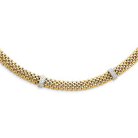 14k Two-Tone 17in .05ct Completed Polished Diamond & Mesh Necklace-SF607-17