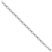 14k White Gold 7in Diamond-cut Polished Fancy Bracelet-SF703-7