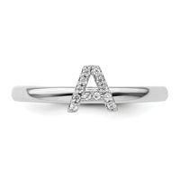 14K White Gold Stackable Diamond Initial A Ring-SK2112AW