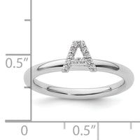 14K White Gold Stackable Diamond Initial A Ring-SK2112AW