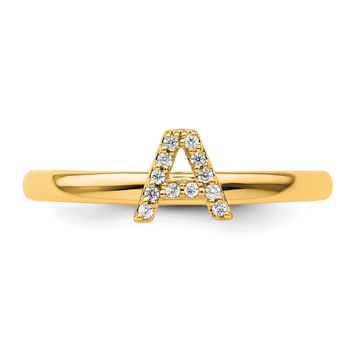 14K Stackable Diamond Initial A Ring-SK2112AY