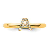 14K Stackable Diamond Initial A Ring-SK2112AY