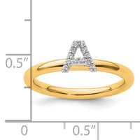 14K Stackable Diamond Initial A Ring-SK2112AY
