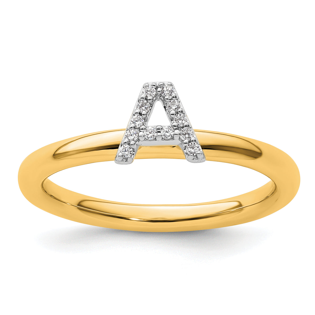 14K Stackable Diamond Initial A Ring-SK2112AY