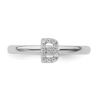 14K White Gold Stackable Diamond Initial B Ring-SK2112BW