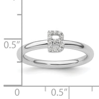 14K White Gold Stackable Diamond Initial B Ring-SK2112BW